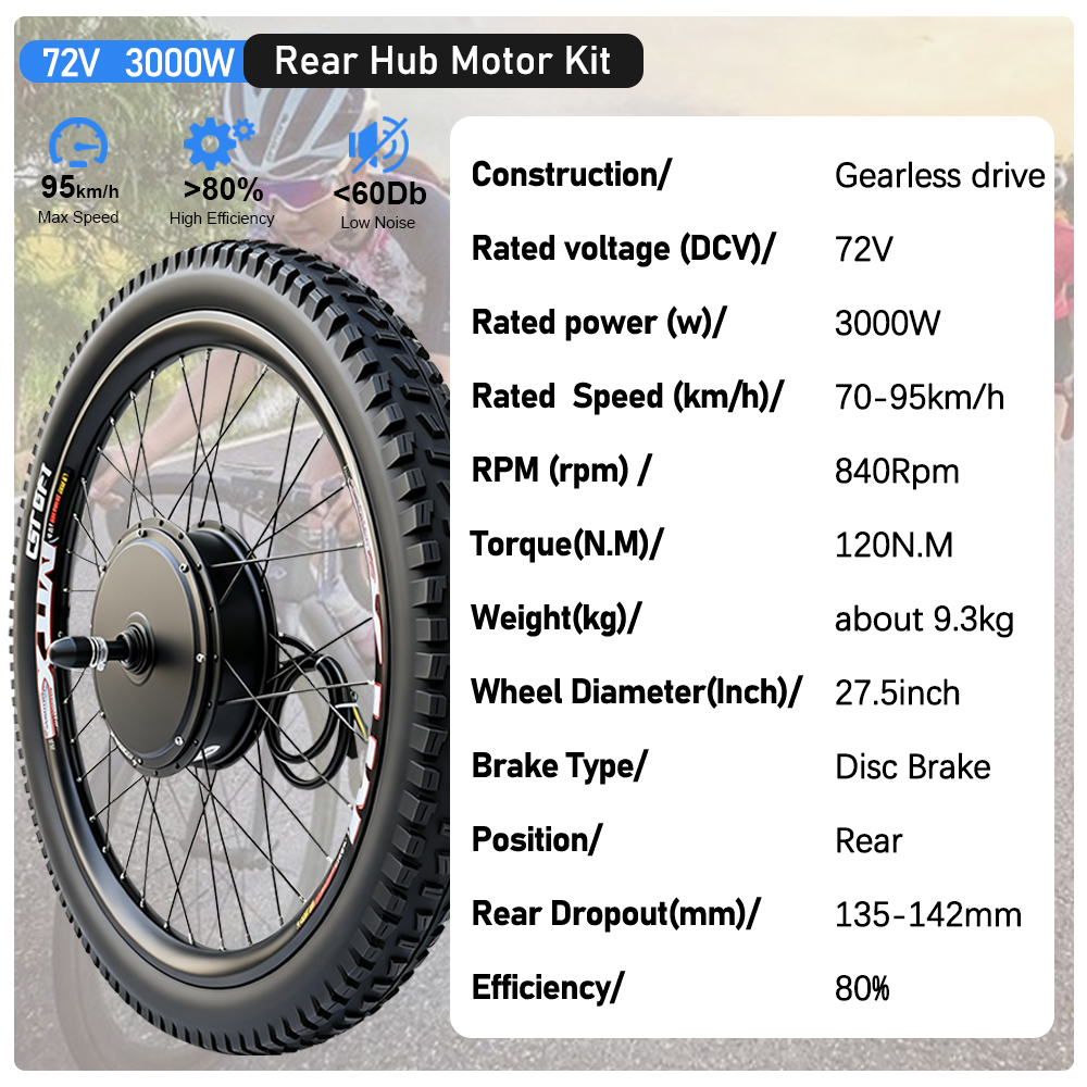 72V 3000W MTX Rim Electric Bik - 72V 5000W Hub Motor Kit ulasan dan harga